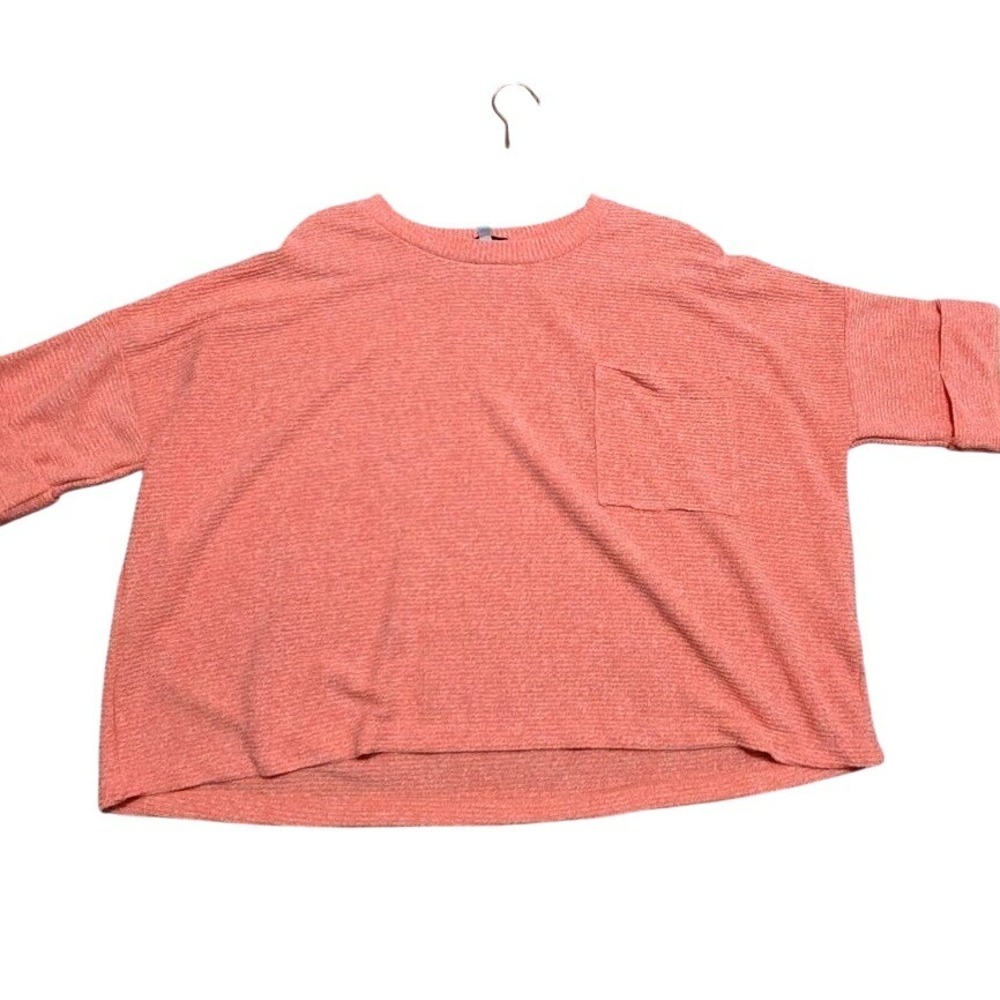 White Birch Coral Oversized One Size Small Textured Pocket Pullover Top